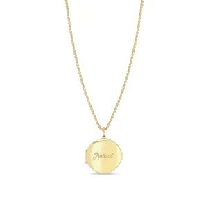 14k Grateful Round Locket Box Chain Necklace