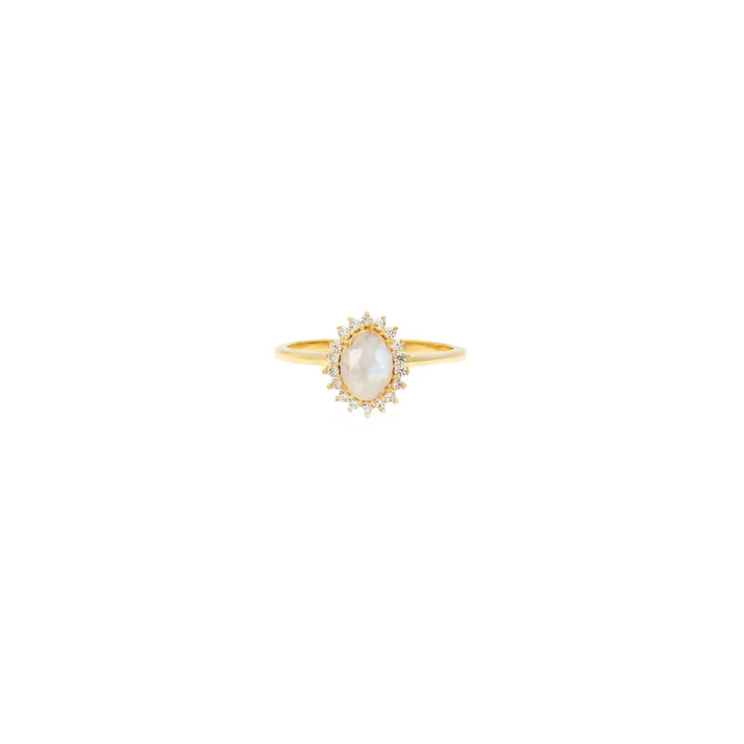 18K Gold Moonstone Diana Diamond Ring