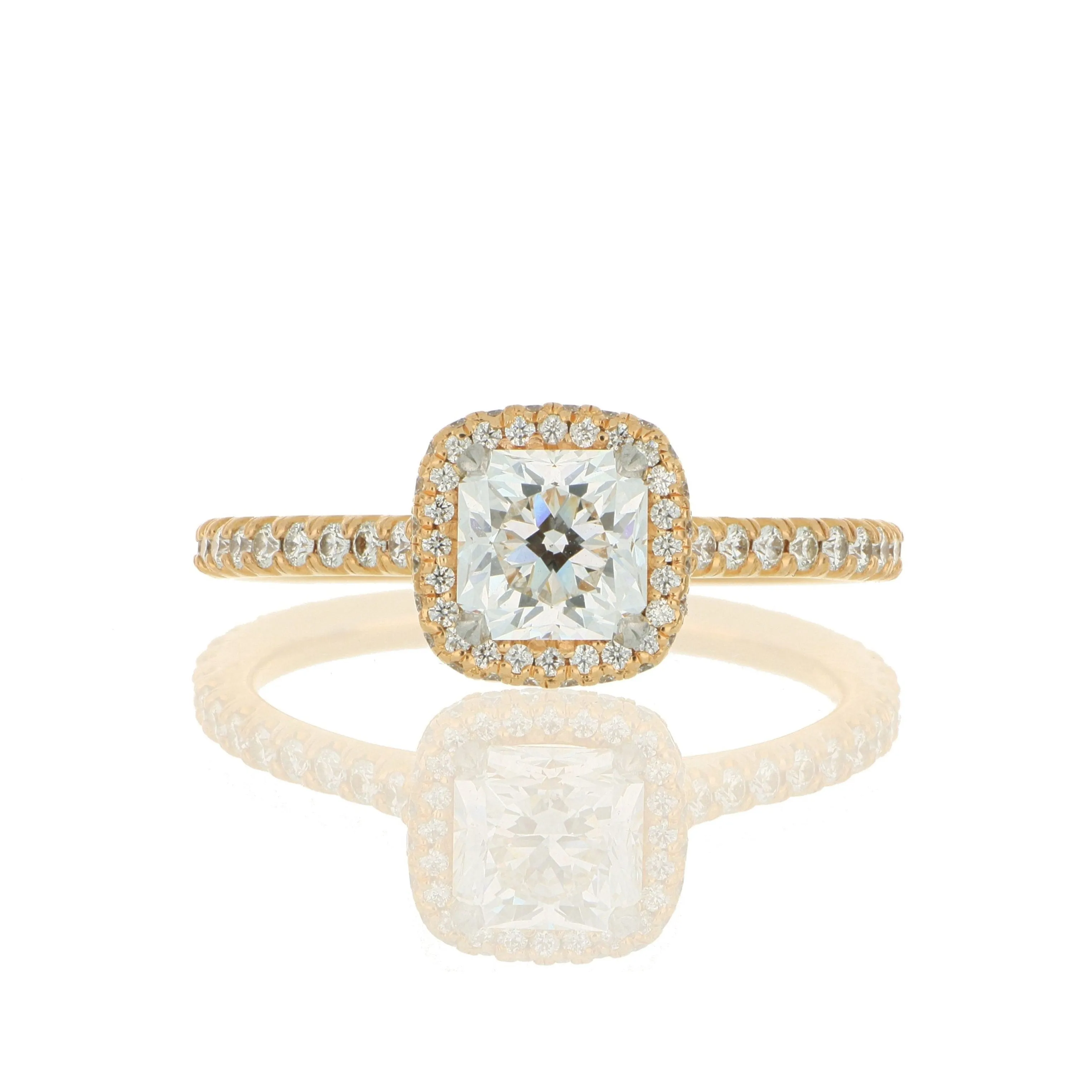 18k Rose Gold Diamond Halo Engagement Ring