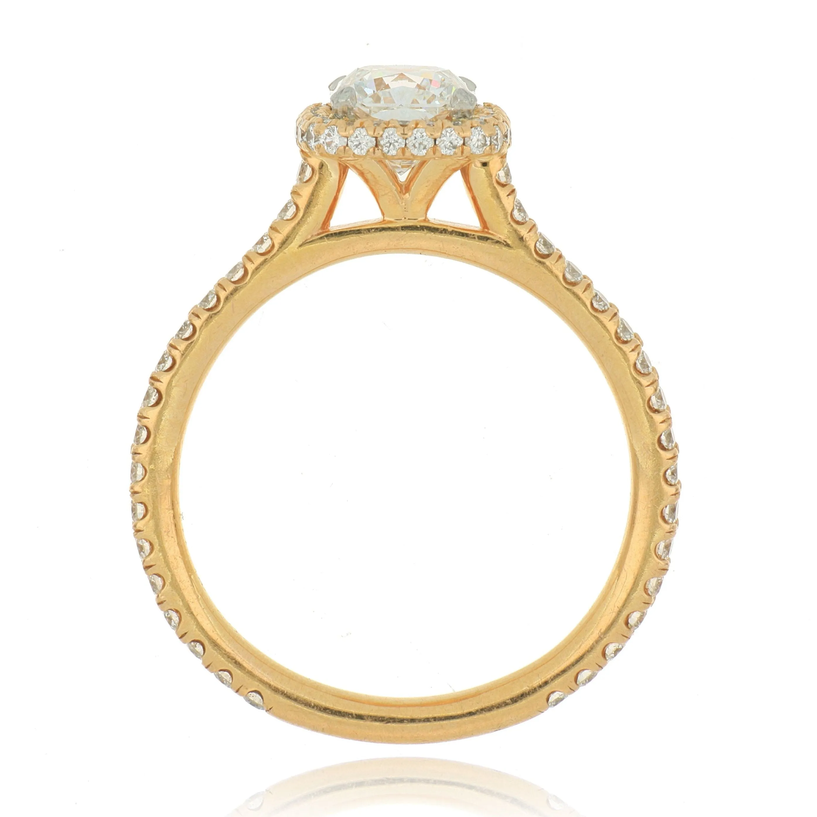 18k Rose Gold Diamond Halo Engagement Ring