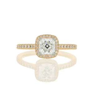 18k Rose Gold Diamond Halo Engagement Ring