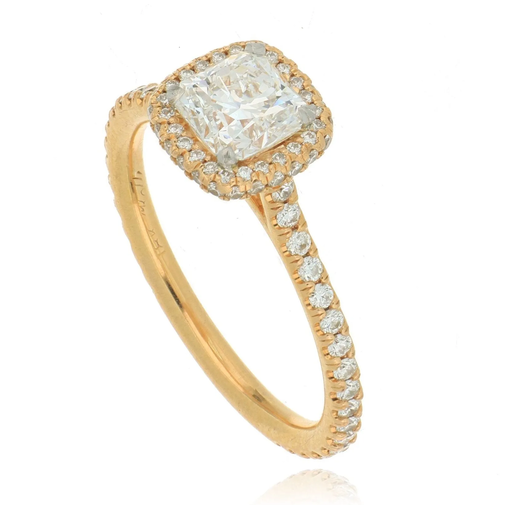 18k Rose Gold Diamond Halo Engagement Ring