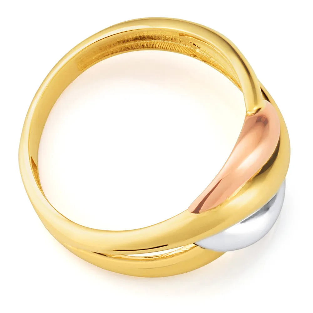 9ct Muti Toned Twist Ring