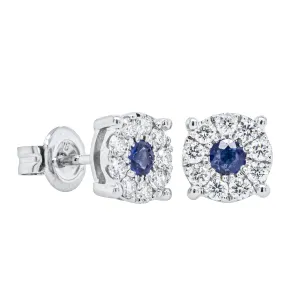 9ct White Gold Sapphire & Diamond Galaxy Studs