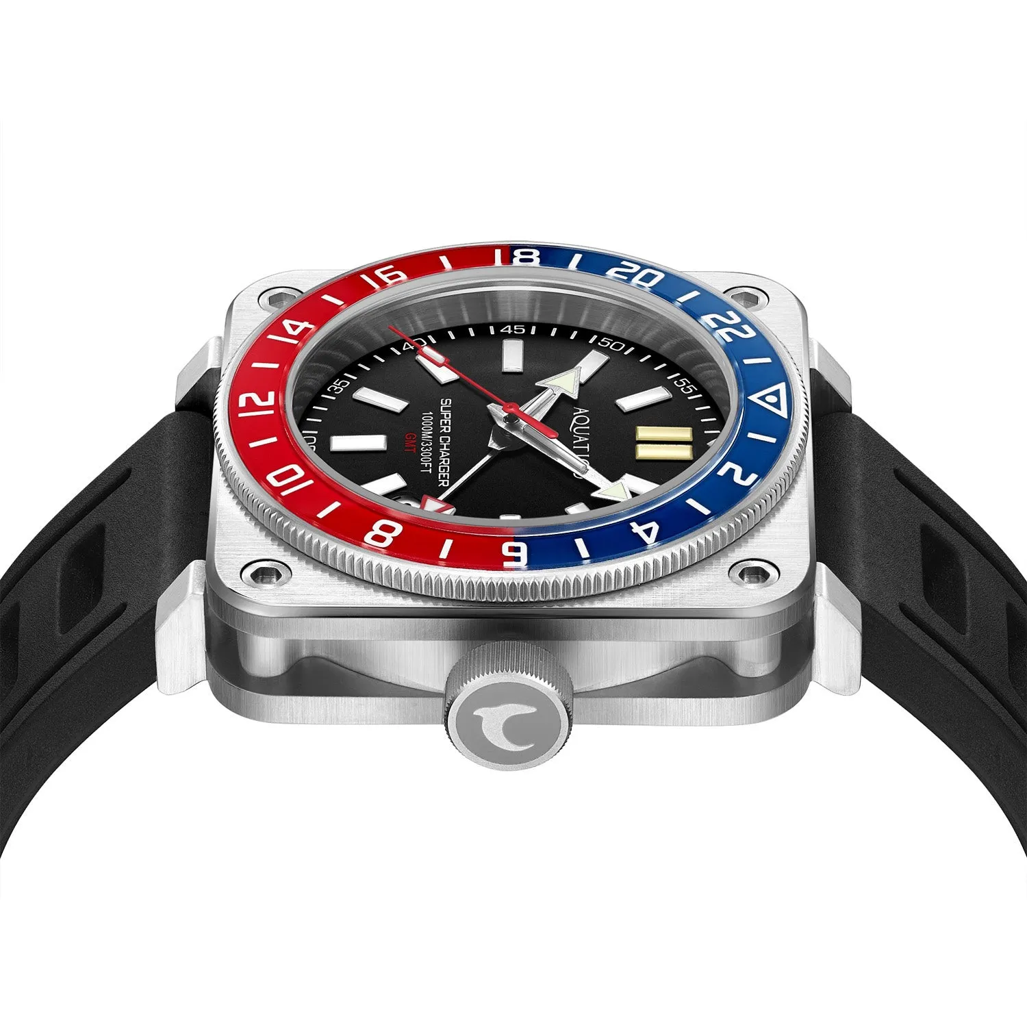 Aquatico Steel Man GMT Watch (Black Dial Pepsi Bezel)