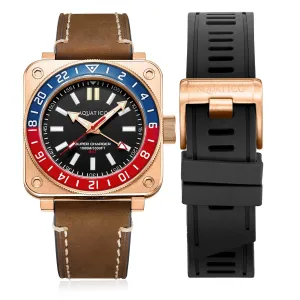 Aquatico Super Charger GMT Watch (Black Dial Pepsi Bezel) NO DATE