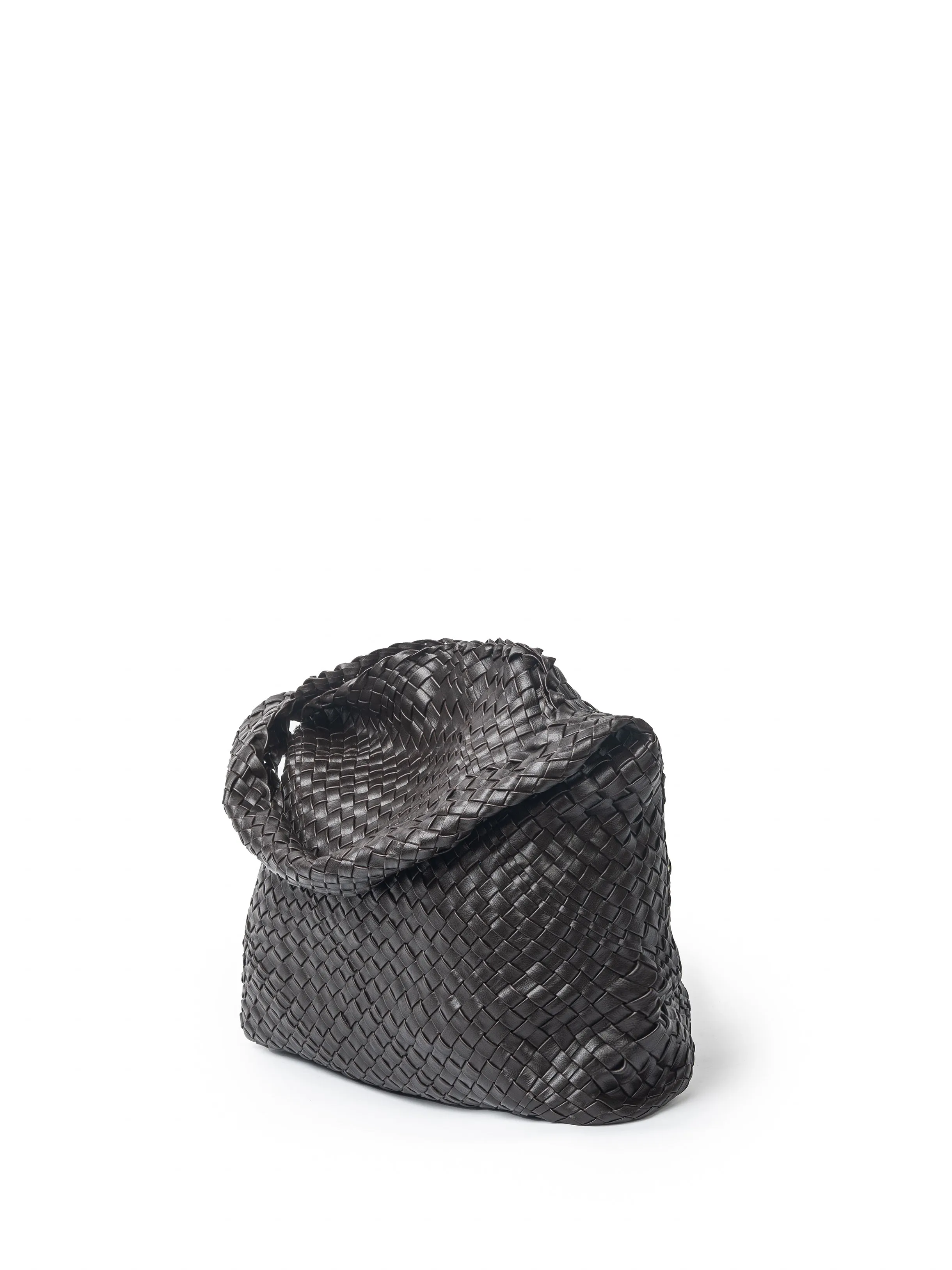 ARIA WOVEN HOBO BAG - BROWN