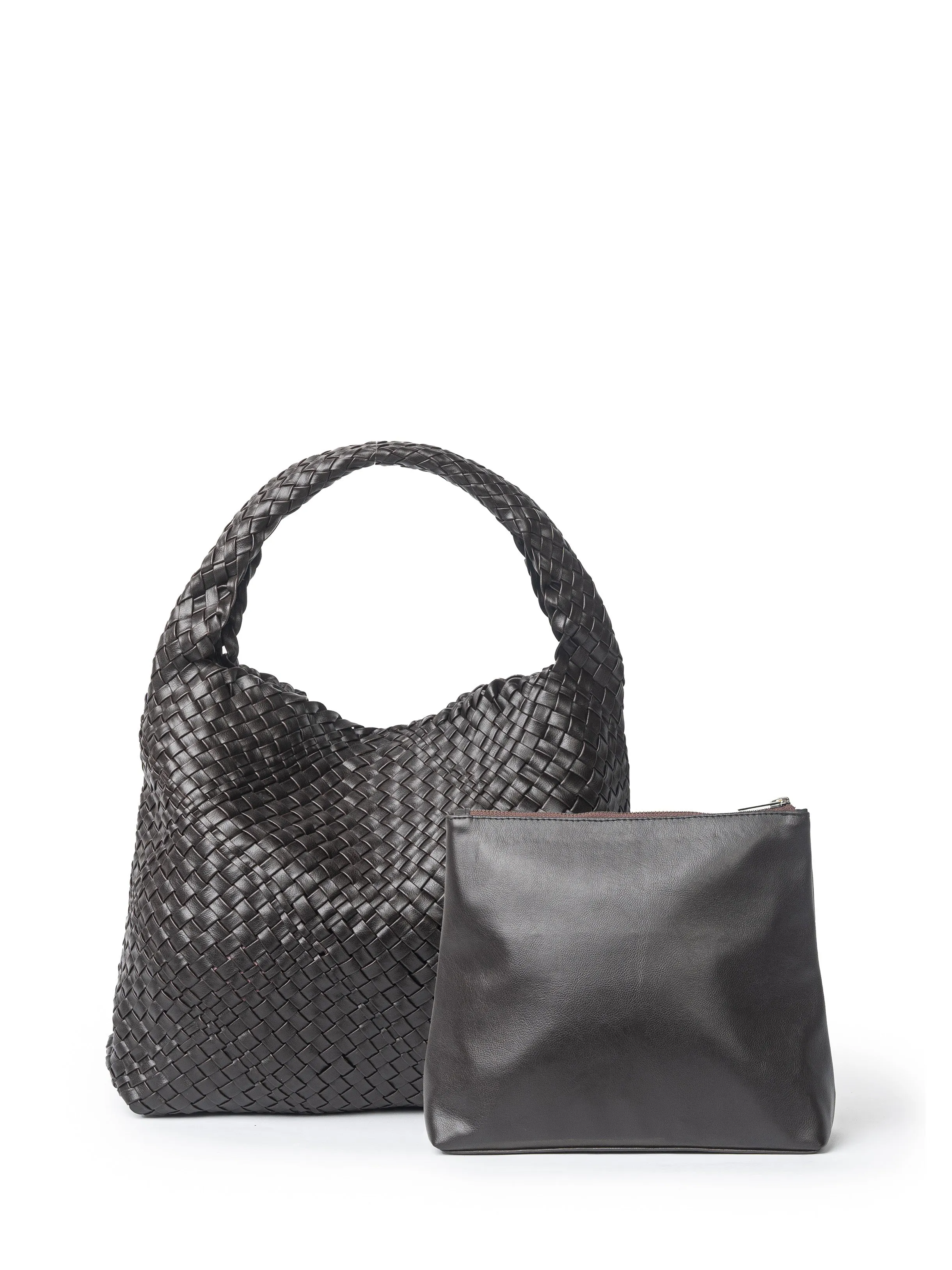 ARIA WOVEN HOBO BAG - BROWN