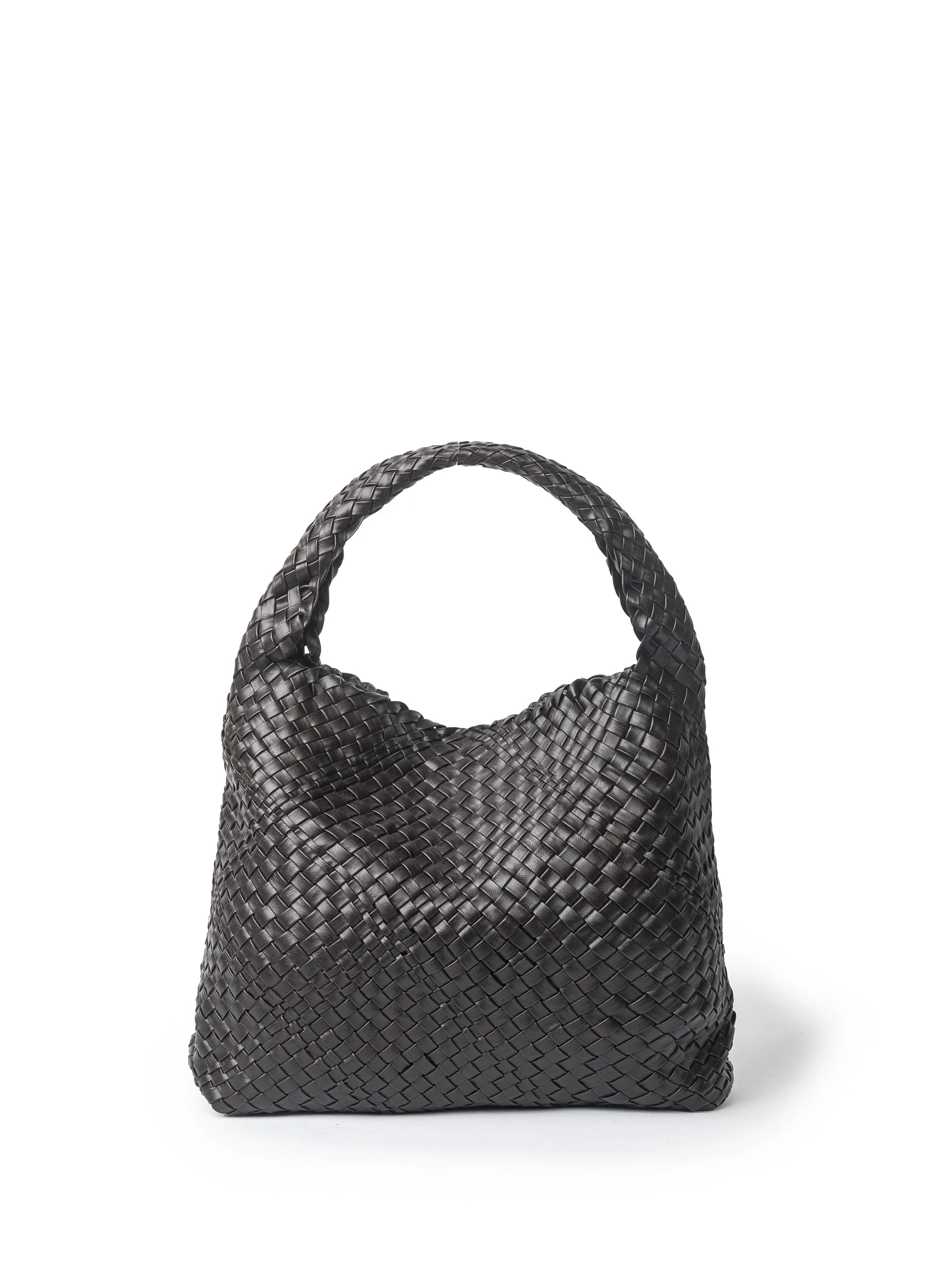 ARIA WOVEN HOBO BAG - BROWN