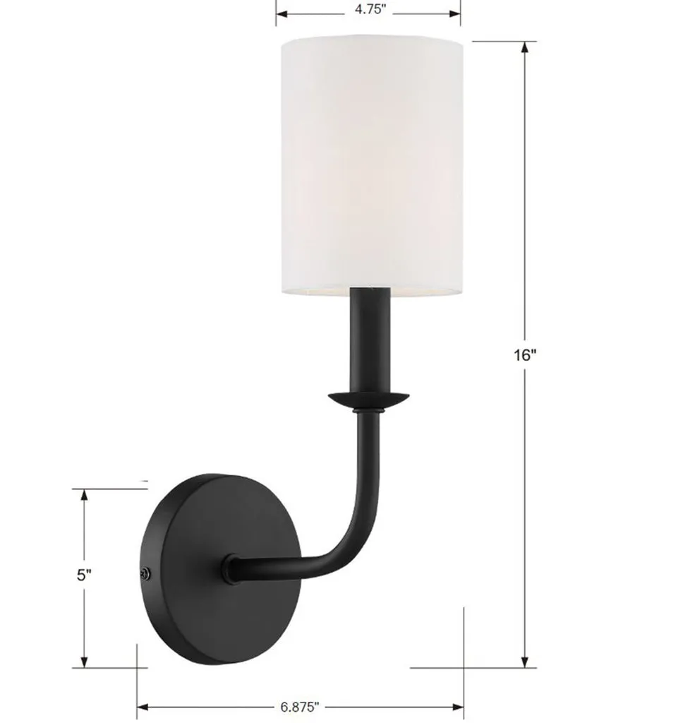 Bailey 1 Light Matte Black Sconce