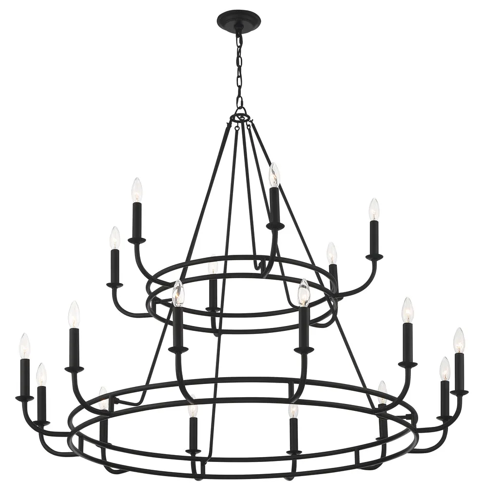 Bailey 18 Light Matte Black Chandelier