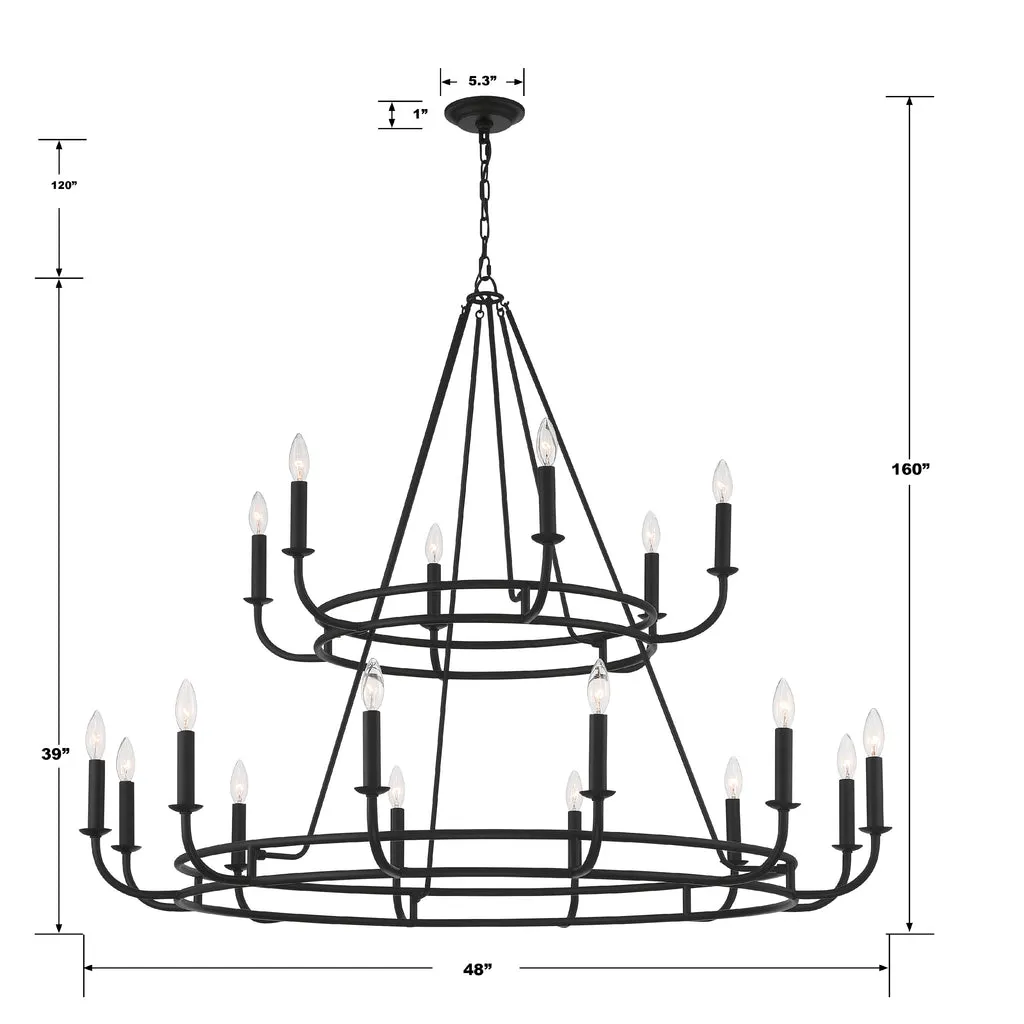 Bailey 18 Light Matte Black Chandelier