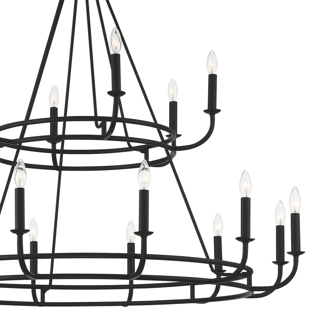 Bailey 18 Light Matte Black Chandelier