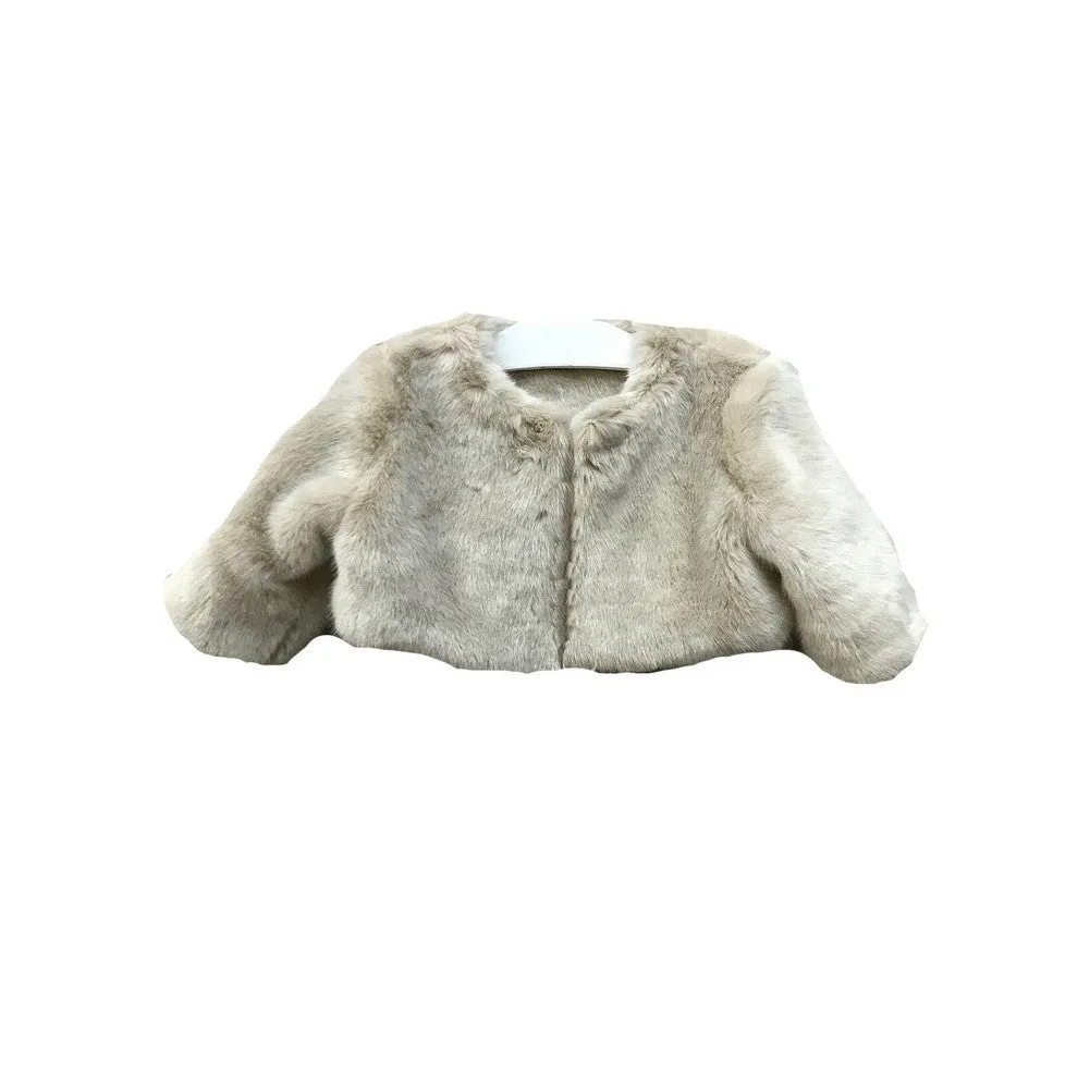 Big Girls Champagne Soft Faux Fur Lined Long Sleeve Jacket 8-12