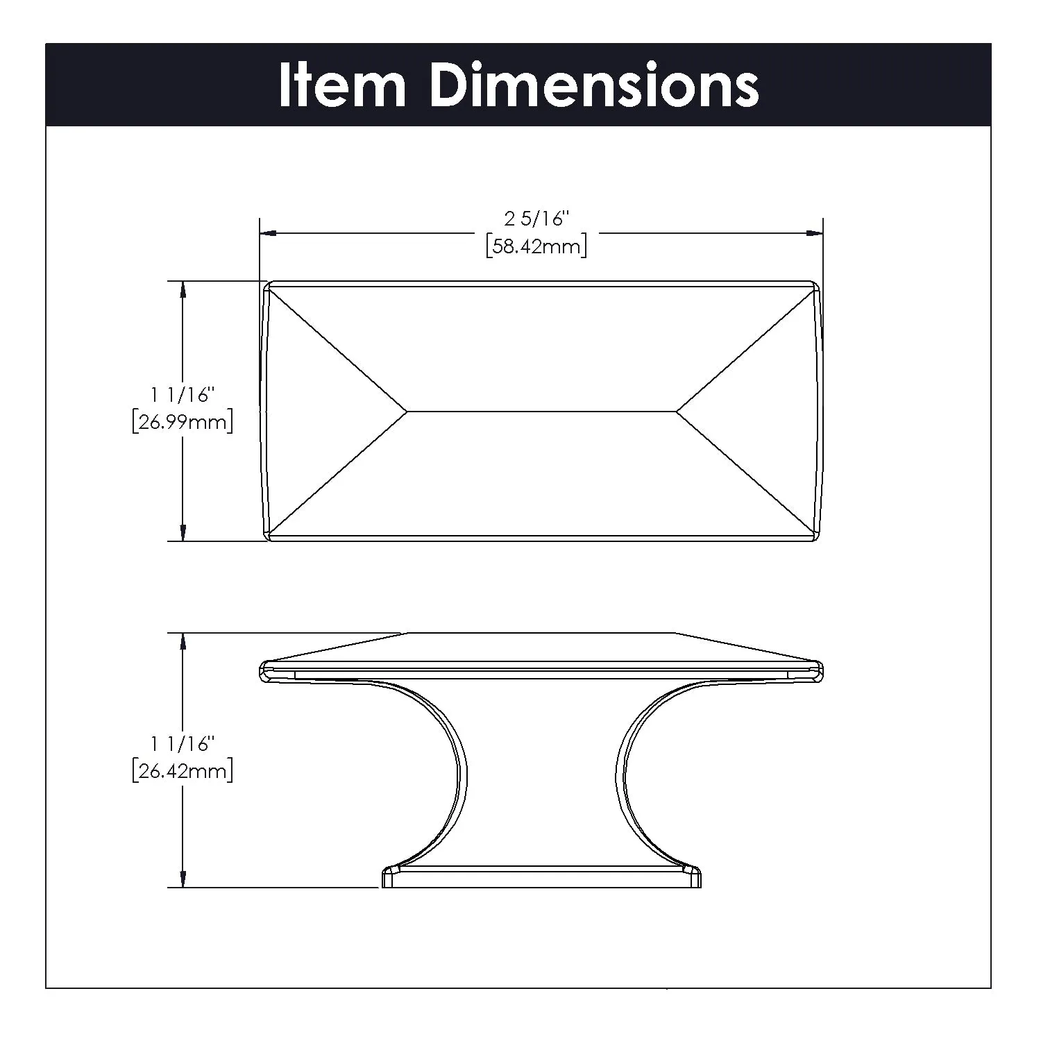 Bungalow Knob, 2-5/16" X 1-1/16" - CTG3819