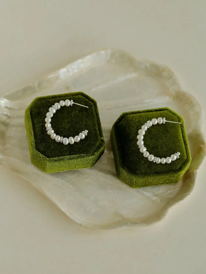 C-Shaped Elegant Pearl Beaded Huggie Earrings