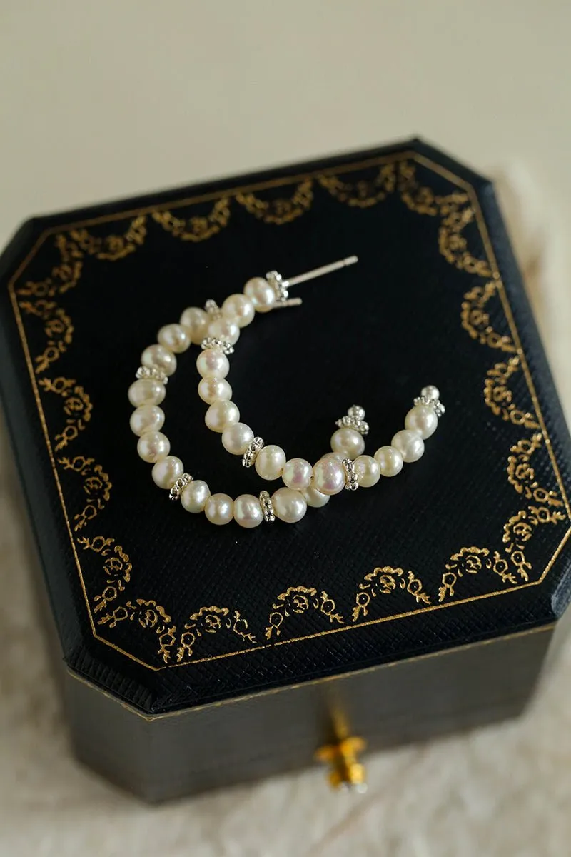 C-Shaped Elegant Pearl Beaded Huggie Earrings