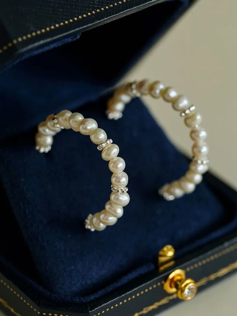 C-Shaped Elegant Pearl Beaded Huggie Earrings
