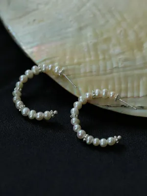 C-Shaped Elegant Pearl Beaded Huggie Earrings