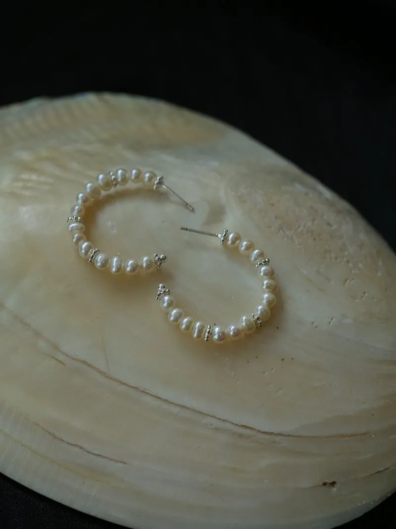 C-Shaped Elegant Pearl Beaded Huggie Earrings
