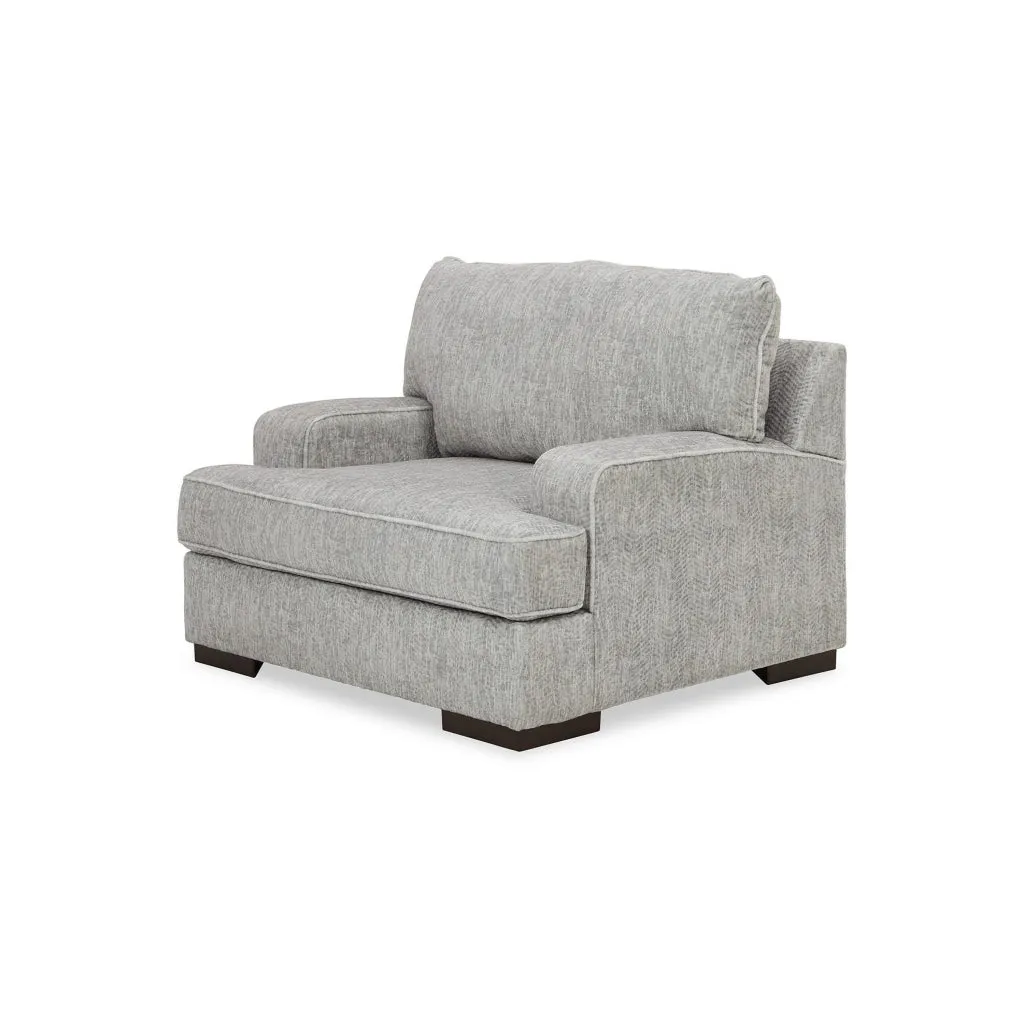Cado 49 Inch Accent Chair, Oversized Reversible Cushion, Gray Polyester By Casagear Home