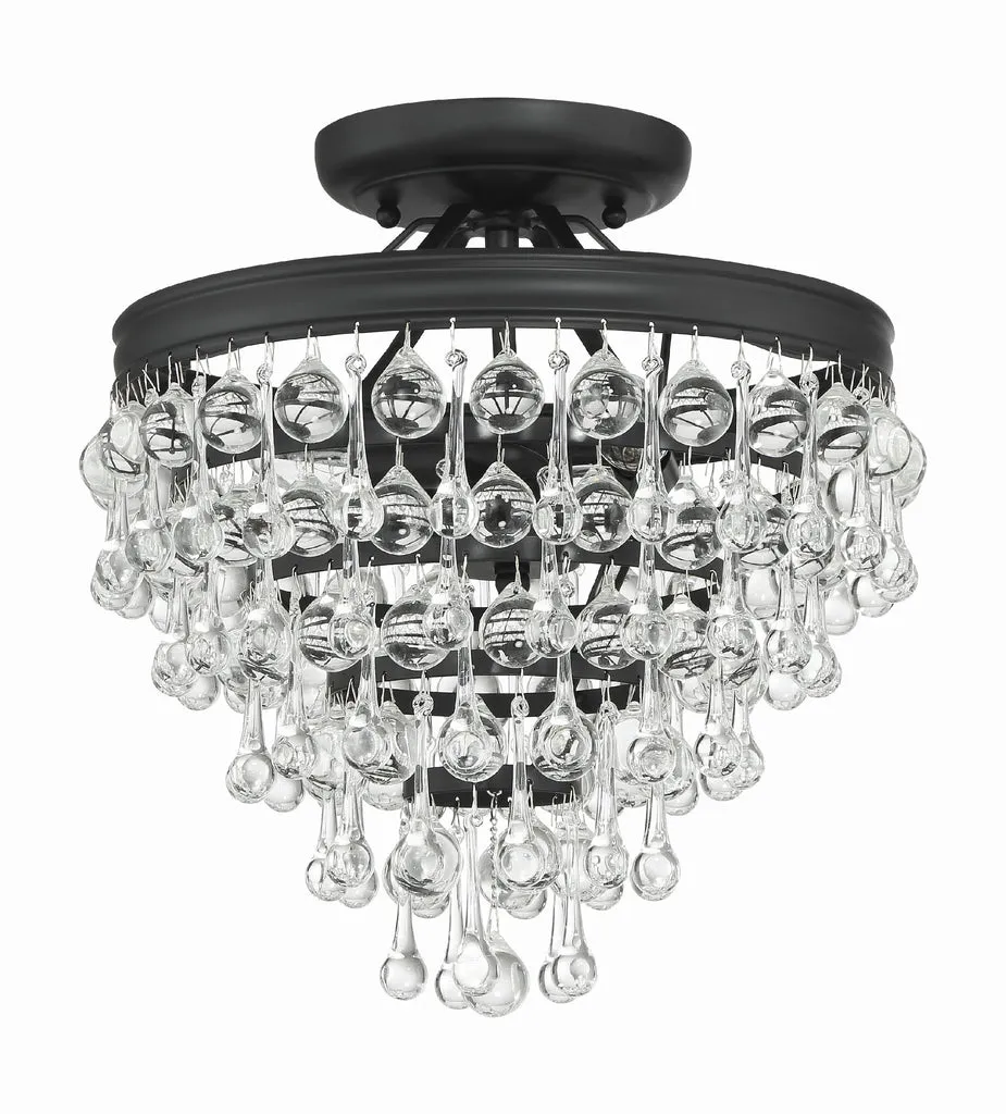 Calypso 3 Light Matte Black Semi Flush Mount