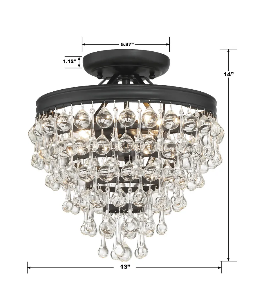 Calypso 3 Light Matte Black Semi Flush Mount