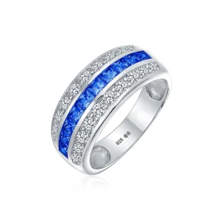 Channel Pink Princess Cut CZ Dome Wedding Band Ring Sterling Silver