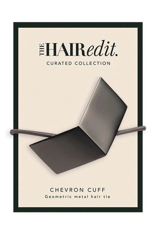 Chevron Cuff Geometric Metal Hair Tie - Gunmetal