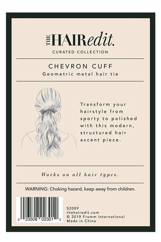Chevron Cuff Geometric Metal Hair Tie - Gunmetal
