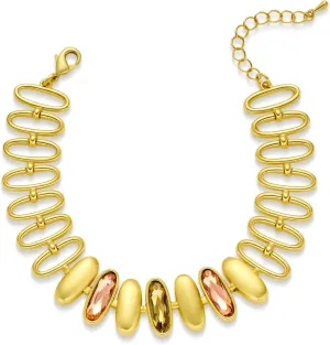 Colorful Gemstones Bracelets for Women, 14k Gold Plated Fashion simple Adjustable Oval Link Bracelet
