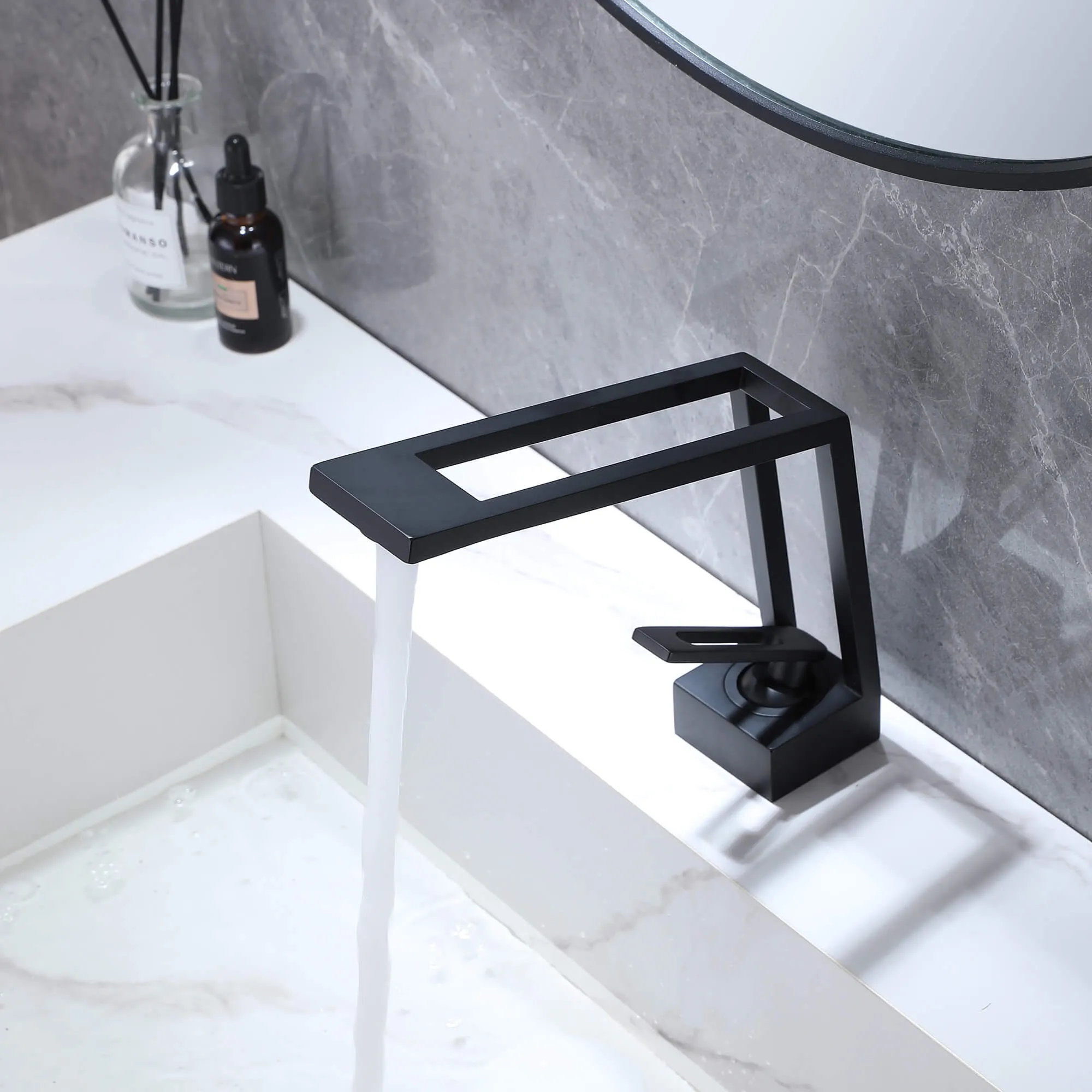 Contemporary Creative Design Bathroom Faucet Matte Black Lavatory Vanity Mixer Tap JK0071