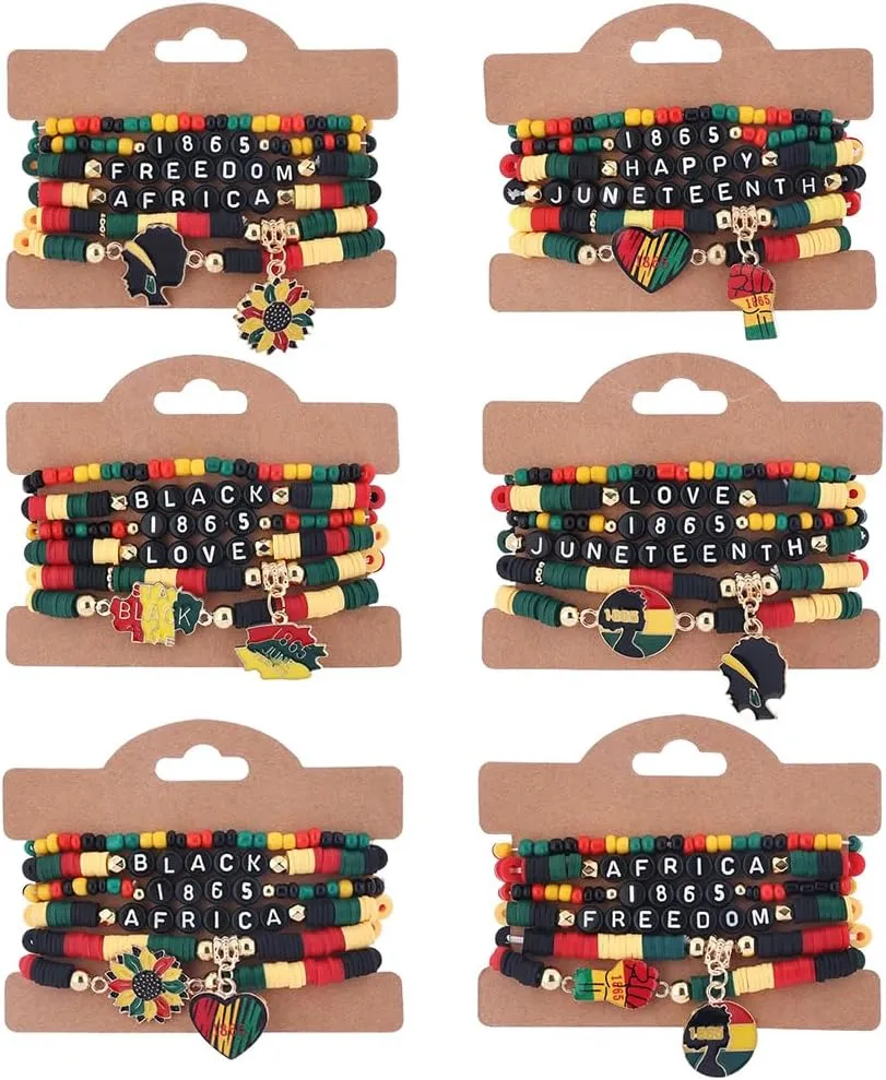 Cooluckday 36 Pcs Holiday Bracelets for Women Teen Girls Gifts Easter Mother's Day Christmas St. Patrick's Day Mardi Gras Bracelets Stackable Stretch Friendship Bracelets Set