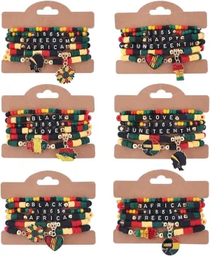 Cooluckday 36 Pcs Holiday Bracelets for Women Teen Girls Gifts Easter Mother's Day Christmas St. Patrick's Day Mardi Gras Bracelets Stackable Stretch Friendship Bracelets Set