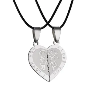 Couple Necklaces Interlocking Heart