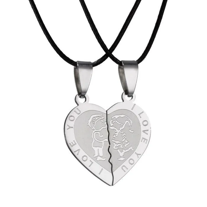 Couple Necklaces Interlocking Heart