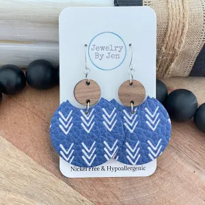 Denim Earring w/white Chevron