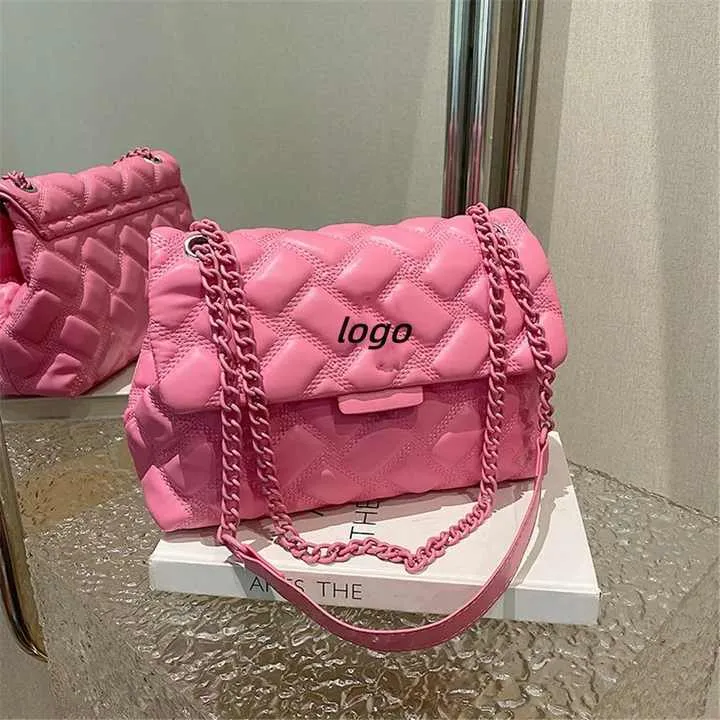 Designer Leather Geiger Chain Bag Black-حقيبة يد نسائية مربعة