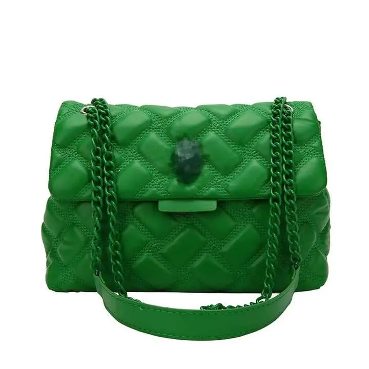 Designer Leather Geiger Chain Bag Black-حقيبة يد نسائية مربعة