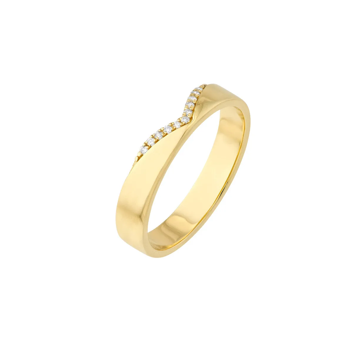 Diamond Chevron Cut Gold Band