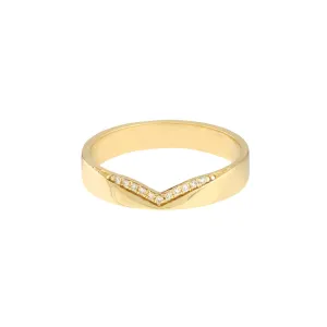 Diamond Chevron Cut Gold Band