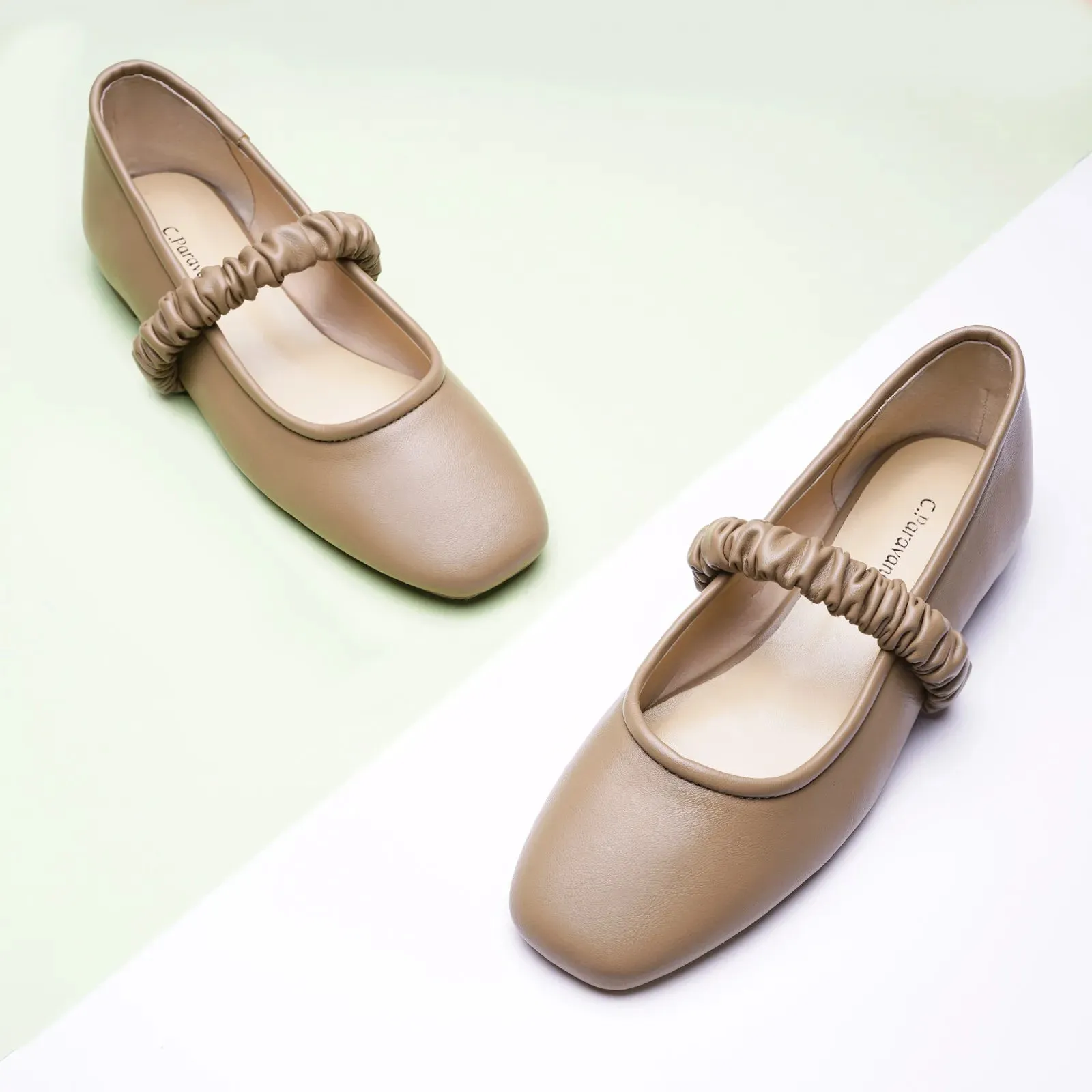 Elastic Strap Mary Jane (Clara) Camel