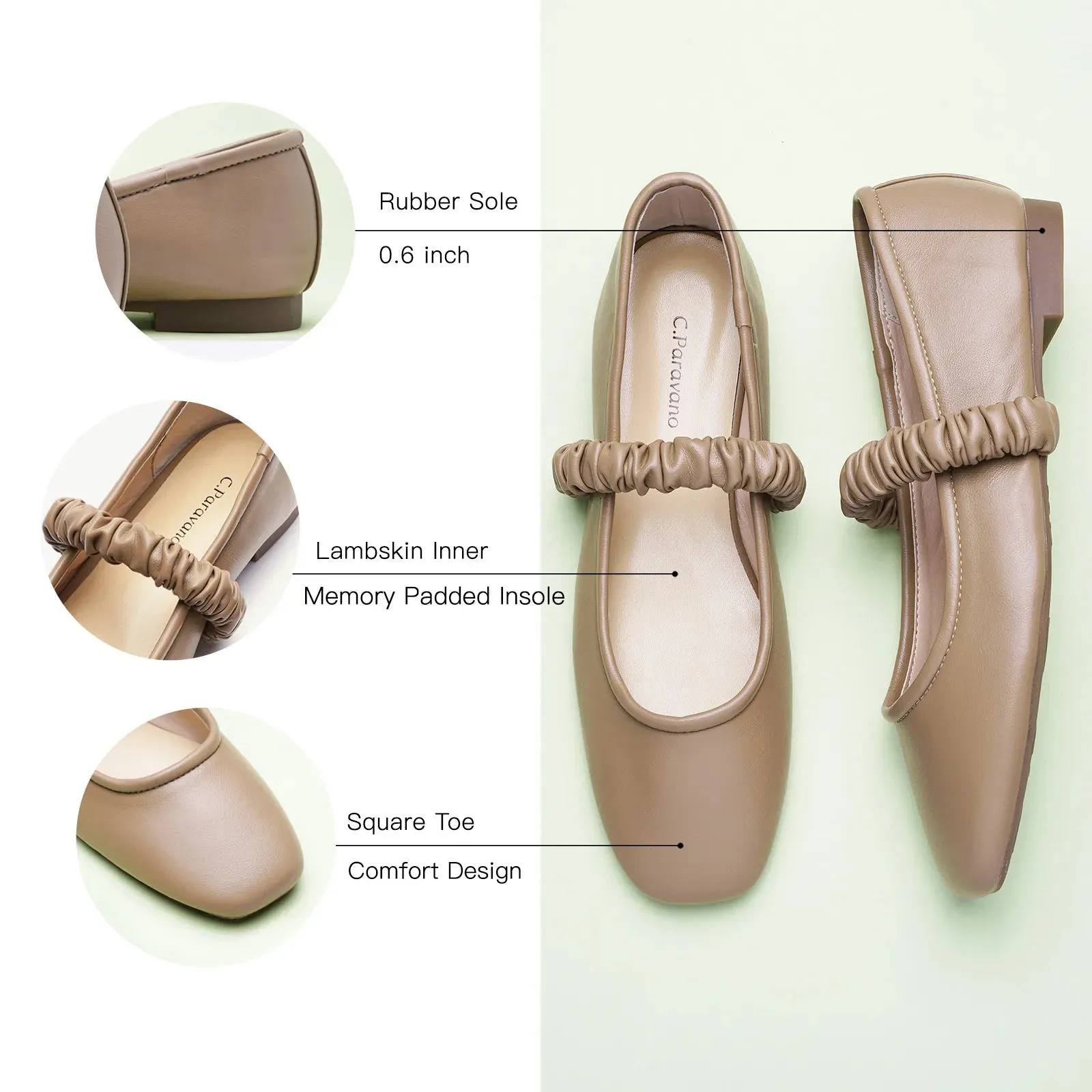 Elastic Strap Mary Jane (Clara) Camel