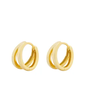 Elly Lou Double Loop Huggie Earring- Gold