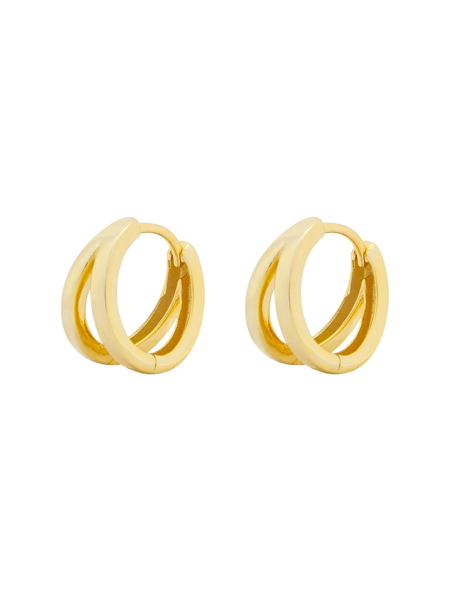 Elly Lou Double Loop Huggie Earring- Gold