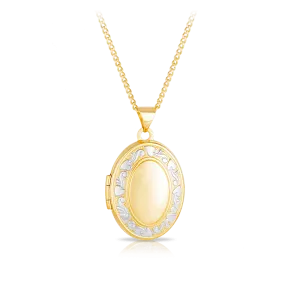 Engraved Oval Locket in 9ct Yellow Gold