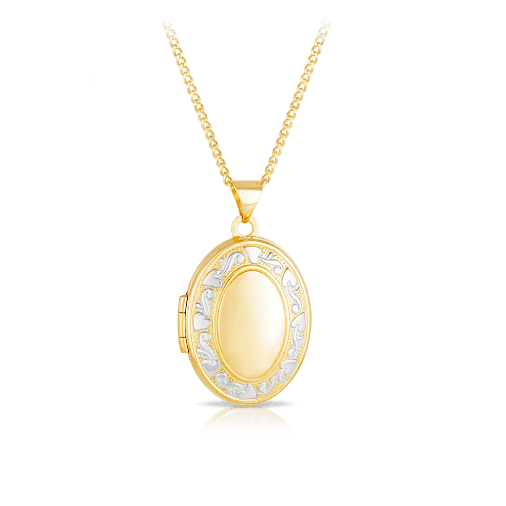 Engraved Oval Locket in 9ct Yellow Gold