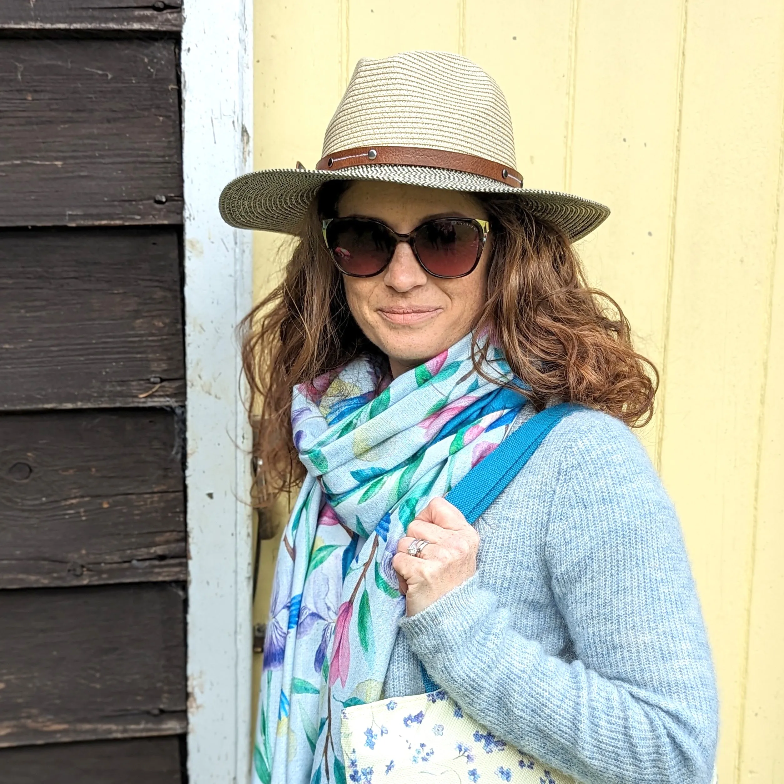 Folding Panama Style Travel Sun Hat - Mottled/Natural with Belt (61cm)