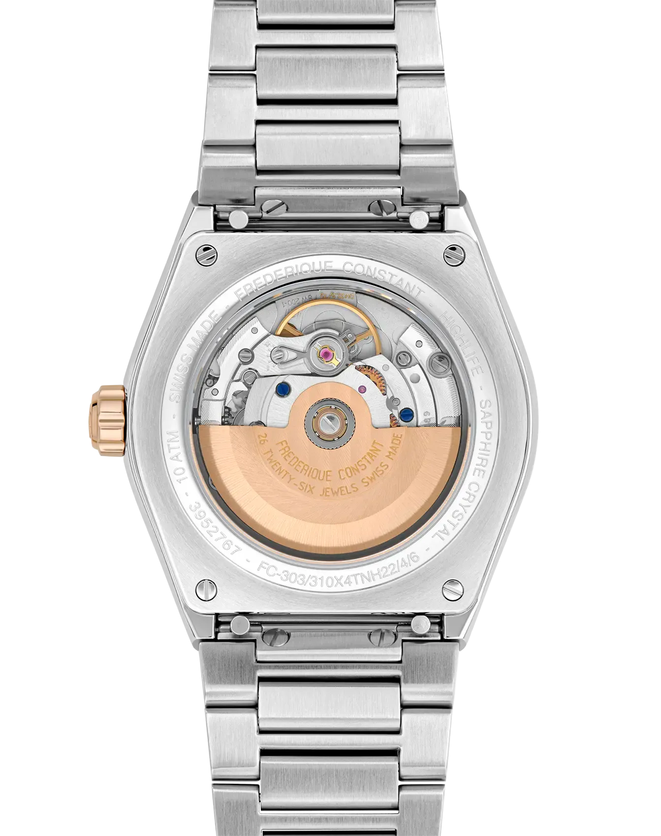 Frederique Constant Watch Highlife Automatic COSC Certified Steel Rose Gold FC-303V4NH2B