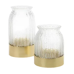 Gold Accent Chevron Flower Vase